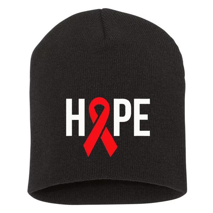 Hope Aids Hiv Red Ribbon Awareness Gift World Aids Day Short Acrylic Beanie