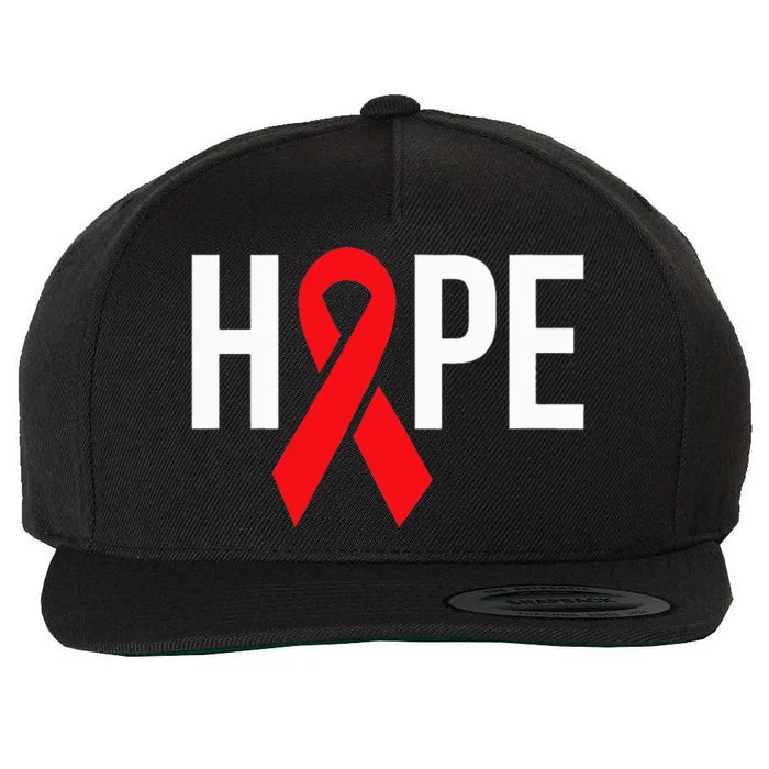 Hope Aids Hiv Red Ribbon Awareness Gift World Aids Day Wool Snapback Cap