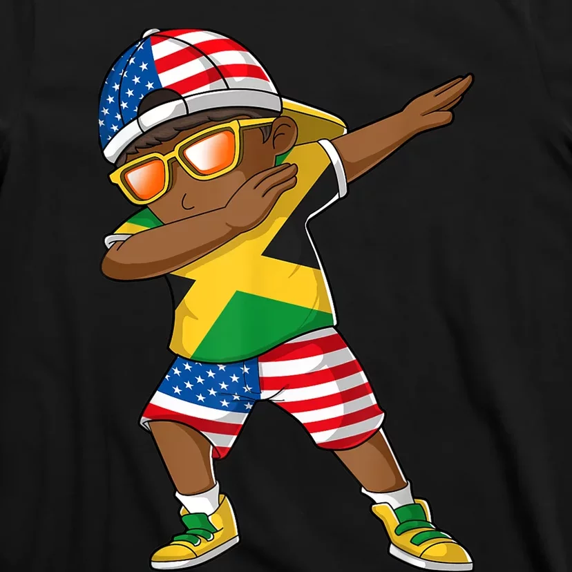 Half American Half Jamaican Boy Jamaica Flag Patriotic T-Shirt