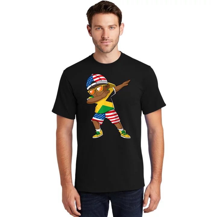 Half American Half Jamaican Boy Jamaica Flag Patriotic Tall T-Shirt