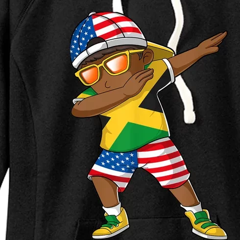 Half American Half Jamaican Boy Jamaica Flag Patriotic Women's Fleece Hoodie