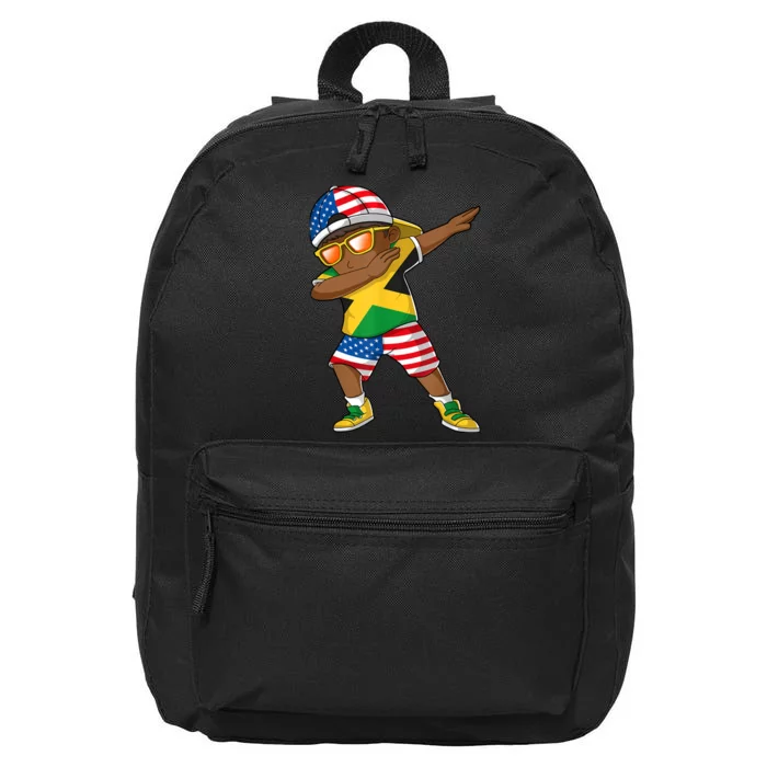 Half American Half Jamaican Boy Jamaica Flag Patriotic 16 in Basic Backpack