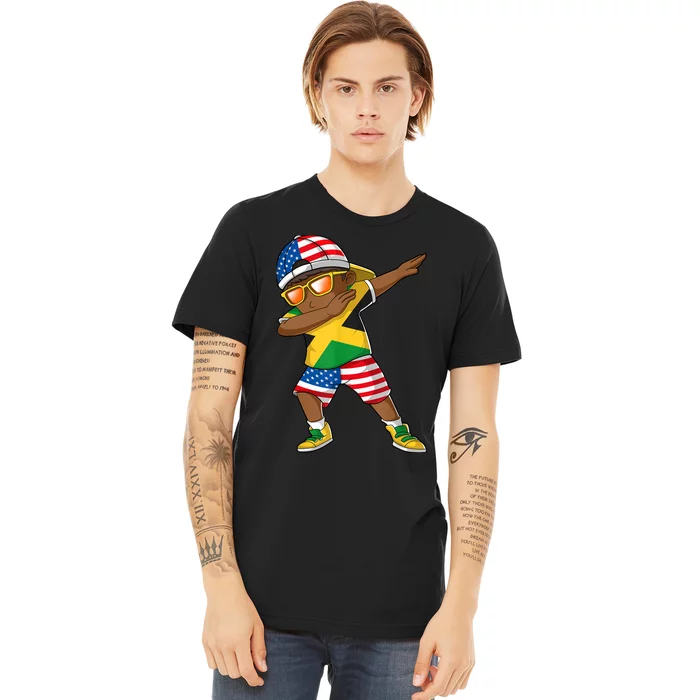 Half American Half Jamaican Boy Jamaica Flag Patriotic Premium T-Shirt