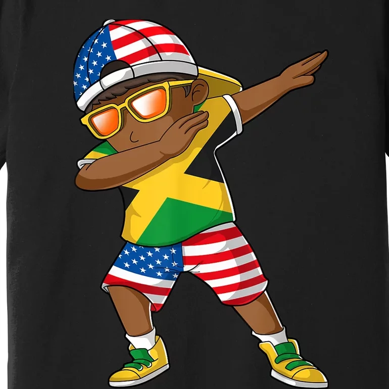 Half American Half Jamaican Boy Jamaica Flag Patriotic Premium T-Shirt