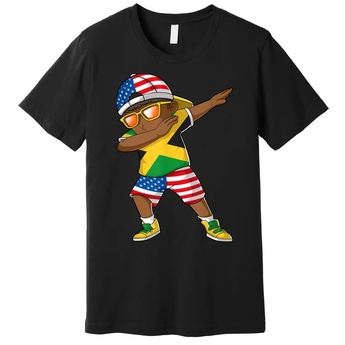 Half American Half Jamaican Boy Jamaica Flag Patriotic Premium T-Shirt