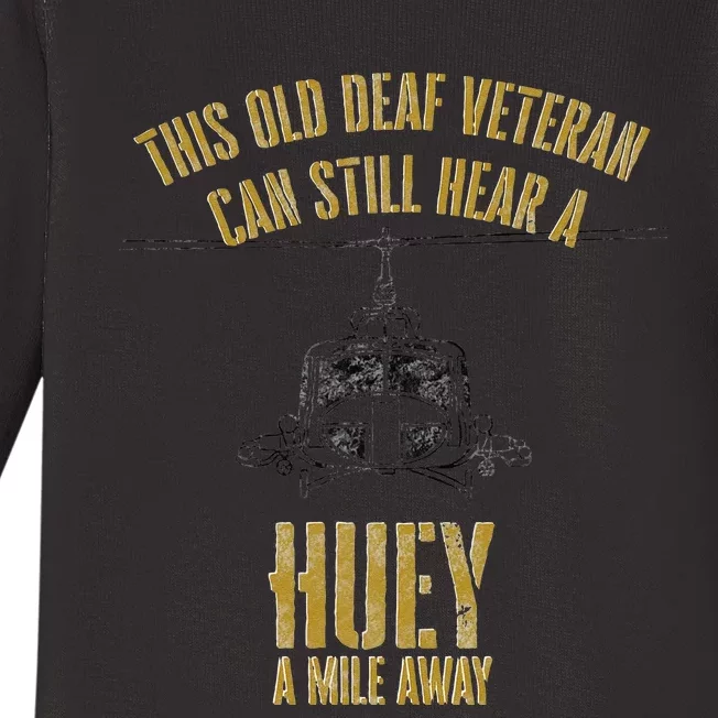 Hear A Huey A Mile Away Funny Veteran Helicopter Gift Baby Long Sleeve Bodysuit