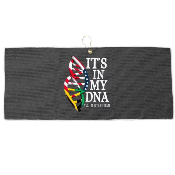 Half American Half Jamaican Heritage Usa Flag Jamaica My Dna Large Microfiber Waffle Golf Towel