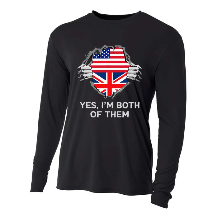 Half American Half British Usa England Flag Cooling Performance Long Sleeve Crew