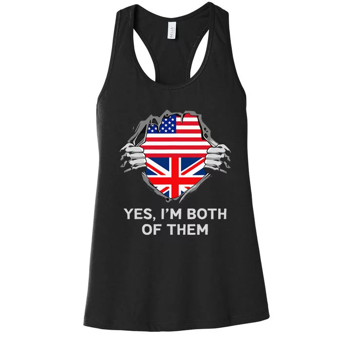 Half American Half British Usa England Flag Women's Racerback Tank