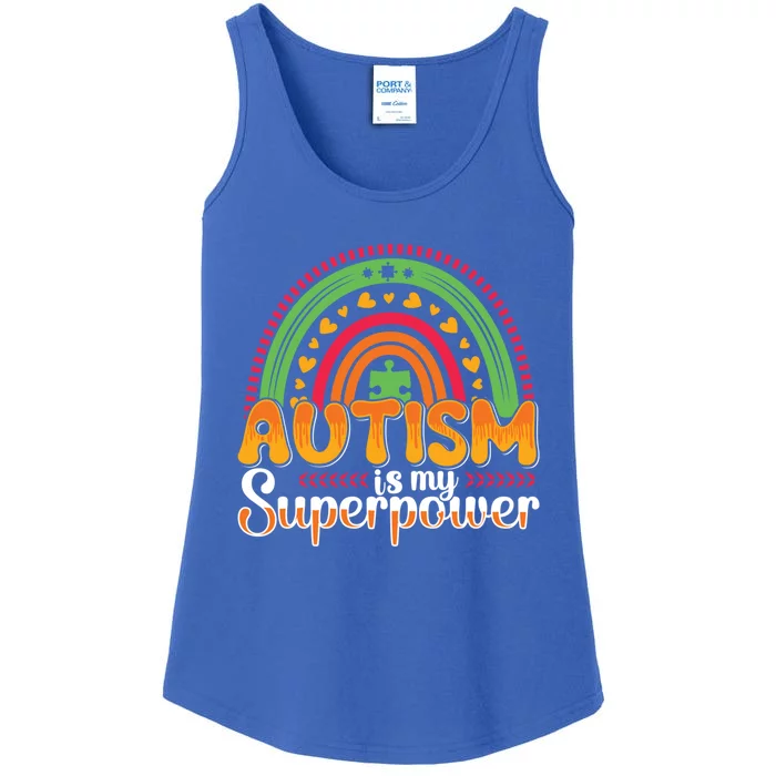 Heart Autism Is My Superpower Autism Awareness Great Gift Ladies Essential Tank