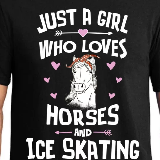 Horses And Ice Skating Funny Gift Cool Gift Pajama Set