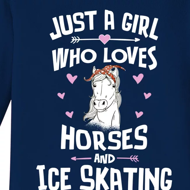 Horses And Ice Skating Funny Gift Cool Gift Baby Long Sleeve Bodysuit