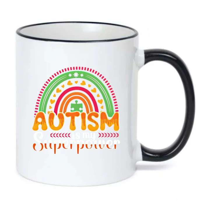 Heart Autism Is My Superpower Autism Awareness Meaningful Gift Black Color Changing Mug