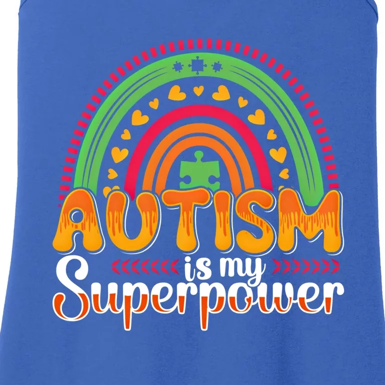 Heart Autism Is My Superpower Autism Awareness Meaningful Gift Ladies Essential Tank