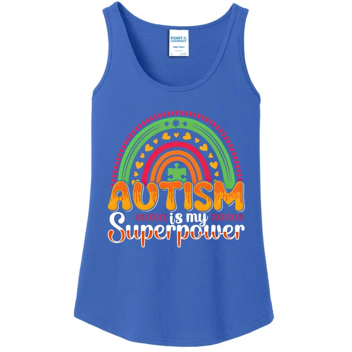 Heart Autism Is My Superpower Autism Awareness Gift Ladies Essential Tank