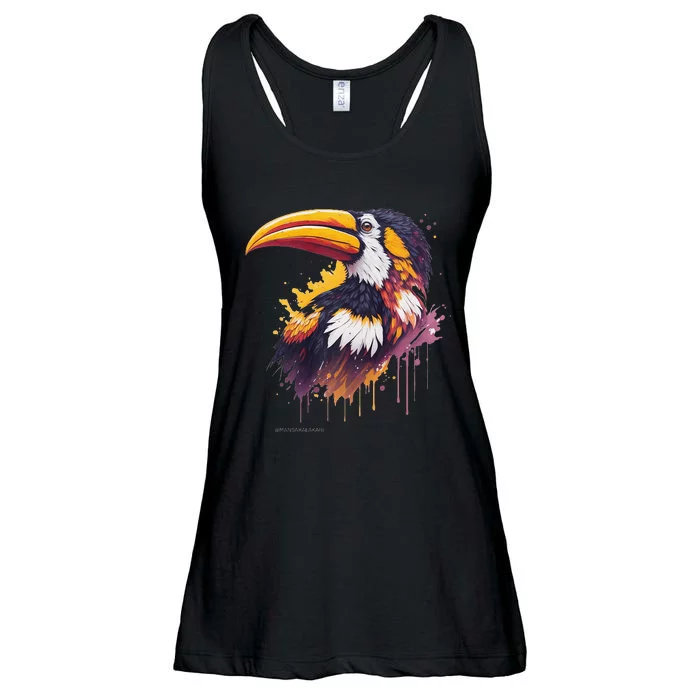 Hornbill artistic impression Ladies Essential Flowy Tank