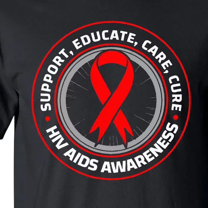 HIV AIDS Immune Deficiency Disease Red Ribbon Patient Tall T-Shirt