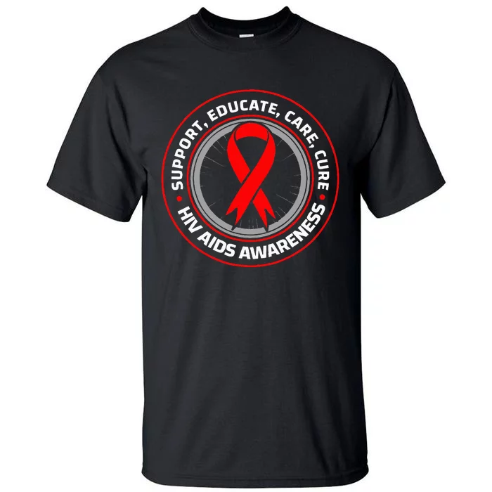 HIV AIDS Immune Deficiency Disease Red Ribbon Patient Tall T-Shirt