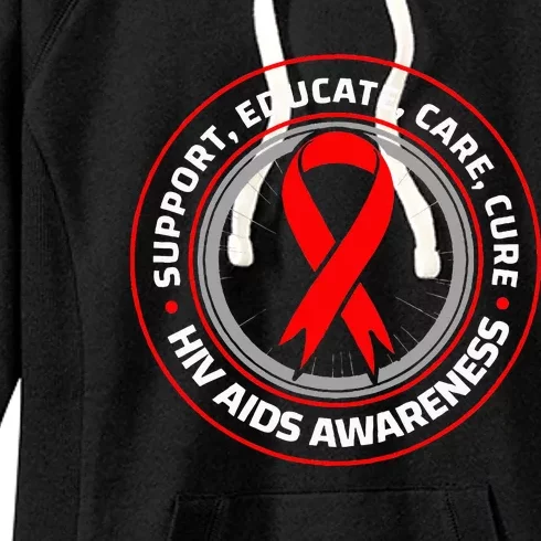 HIV AIDS Immune Deficiency Disease Red Ribbon Patient Women's Fleece Hoodie