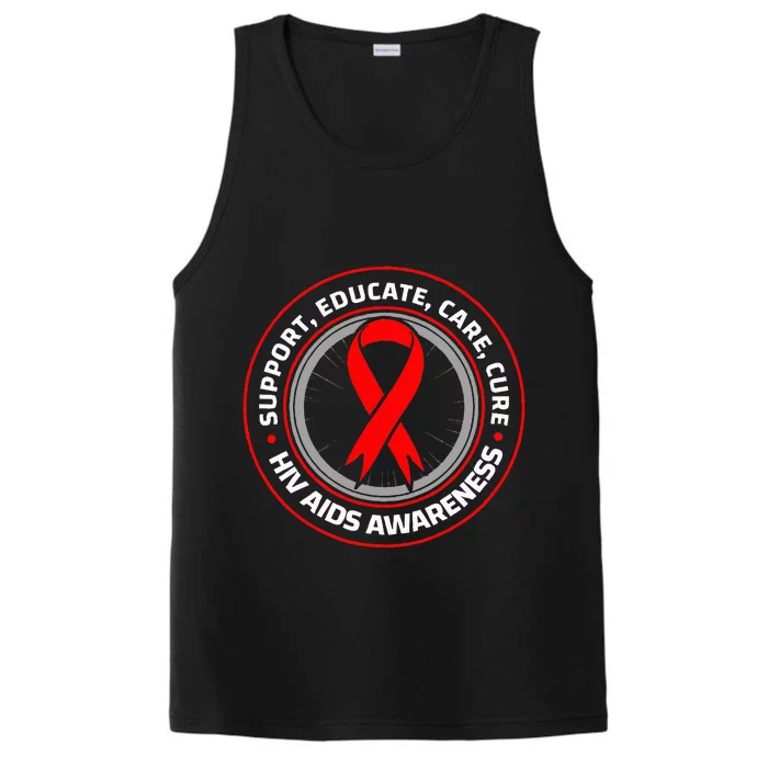 HIV AIDS Immune Deficiency Disease Red Ribbon Patient Performance Tank