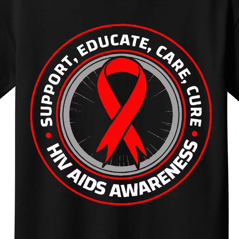 HIV AIDS Immune Deficiency Disease Red Ribbon Patient Kids T-Shirt