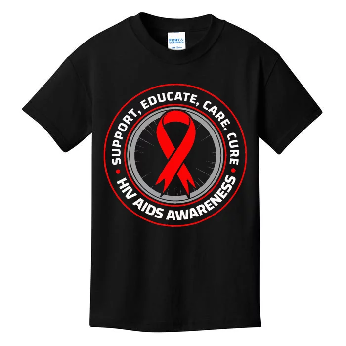 HIV AIDS Immune Deficiency Disease Red Ribbon Patient Kids T-Shirt