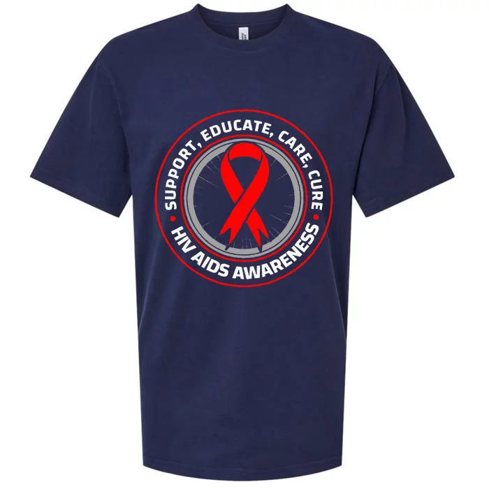 HIV AIDS Immune Deficiency Disease Red Ribbon Patient Sueded Cloud Jersey T-Shirt