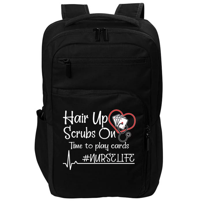 Hair Up Scrubs On Time to Play Cards Impact Tech Backpack