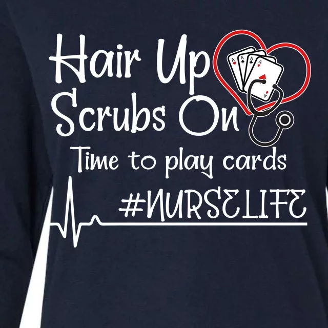 Hair Up Scrubs On Time to Play Cards Womens Cotton Relaxed Long Sleeve T-Shirt