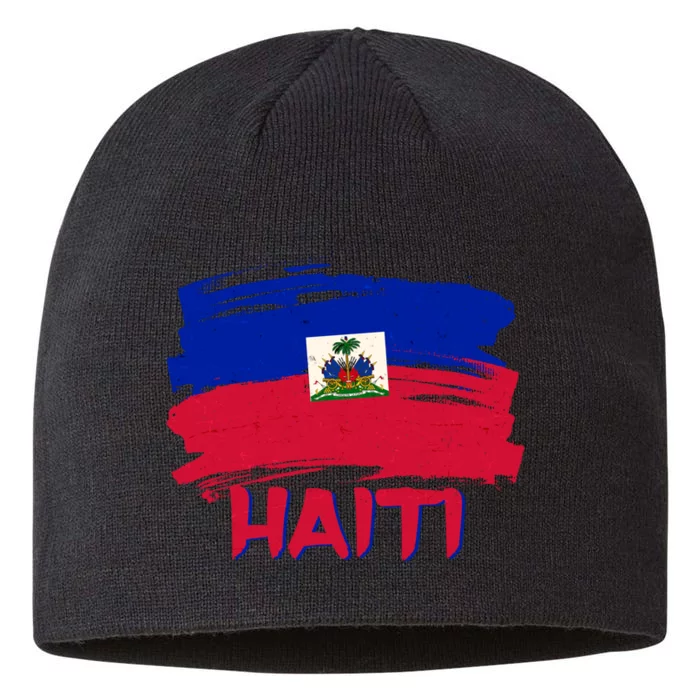 Haiti Distressed Painted Flag 8 1/2in Sustainable Knit Beanie