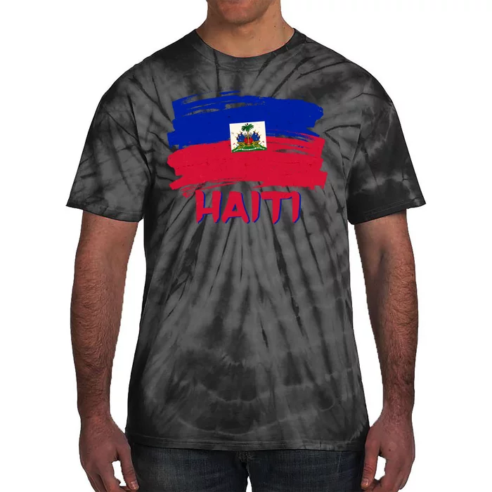 Haiti Distressed Painted Flag Tie-Dye T-Shirt