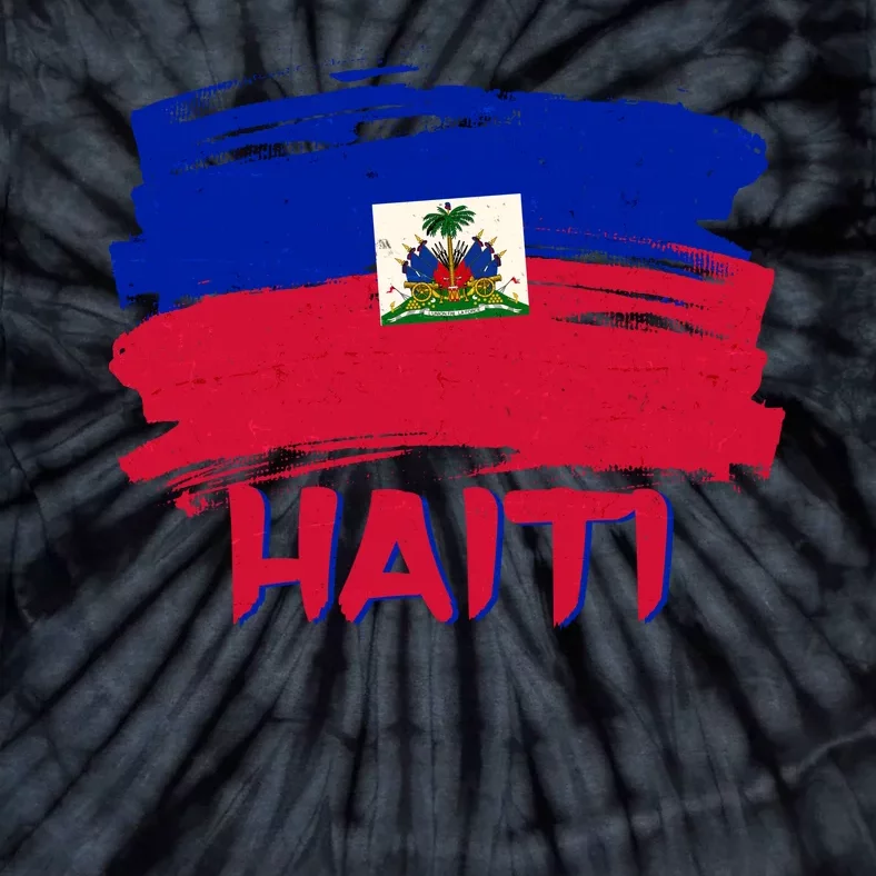 Haiti Distressed Painted Flag Tie-Dye T-Shirt