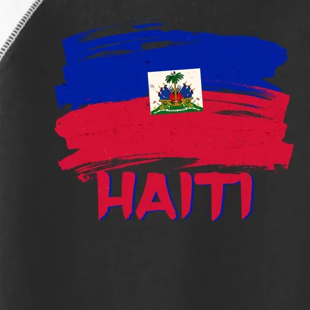 Haiti Distressed Painted Flag Toddler Fine Jersey T-Shirt