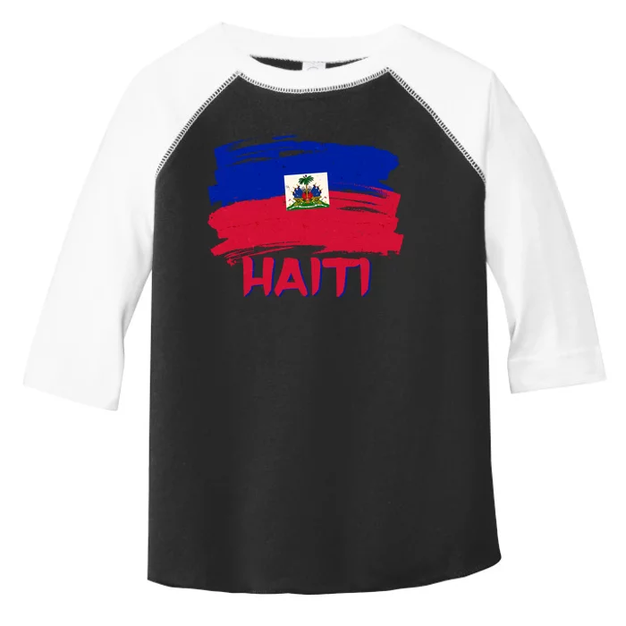 Haiti Distressed Painted Flag Toddler Fine Jersey T-Shirt