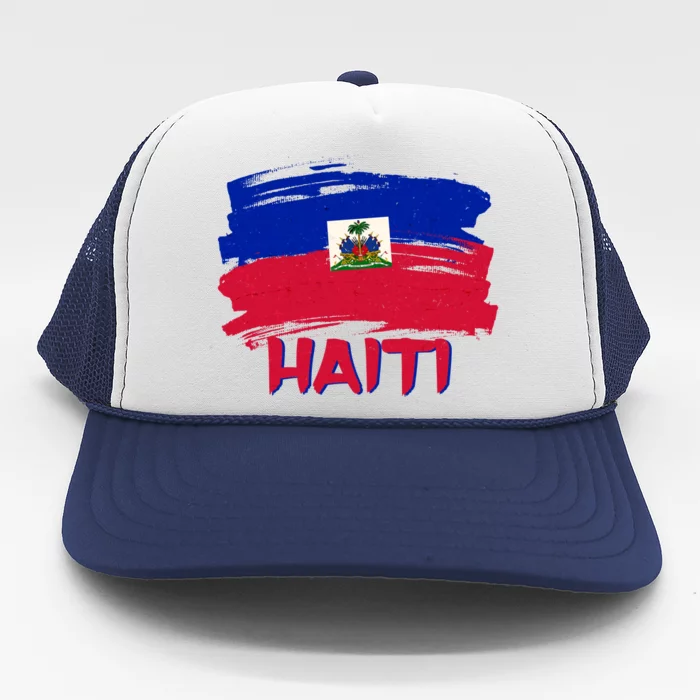 Haiti Distressed Painted Flag Trucker Hat