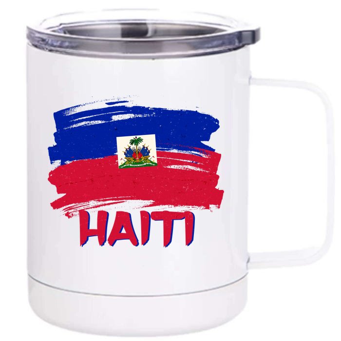 Haiti Distressed Painted Flag Front & Back 12oz Stainless Steel Tumbler Cup