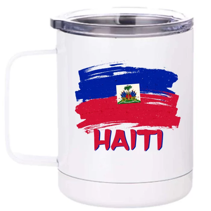 Haiti Distressed Painted Flag Front & Back 12oz Stainless Steel Tumbler Cup