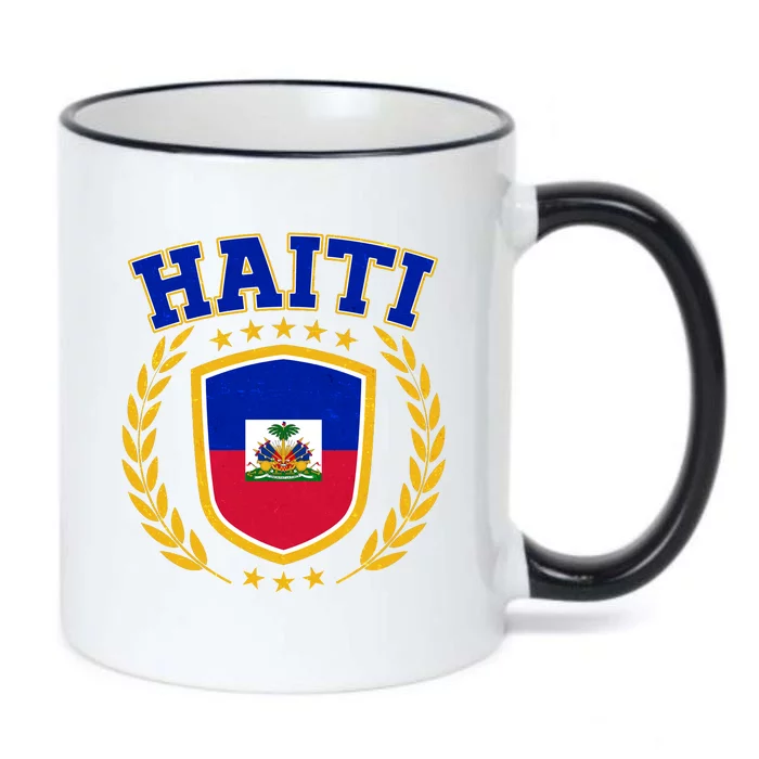 Haiti Flag Crest Shield Logo Black Color Changing Mug