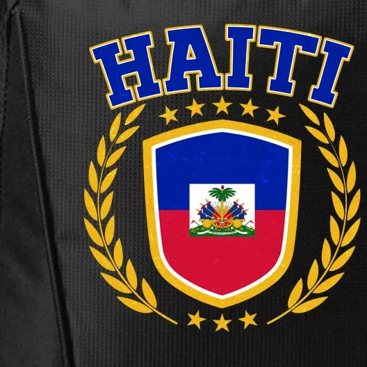 Haiti Flag Crest Shield Logo City Backpack