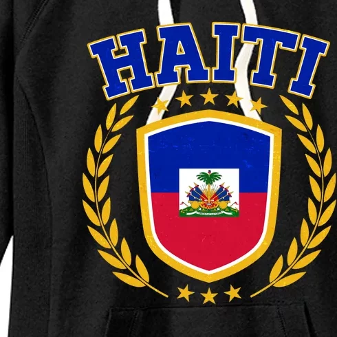 Haiti Flag Crest Shield Logo Women's Fleece Hoodie