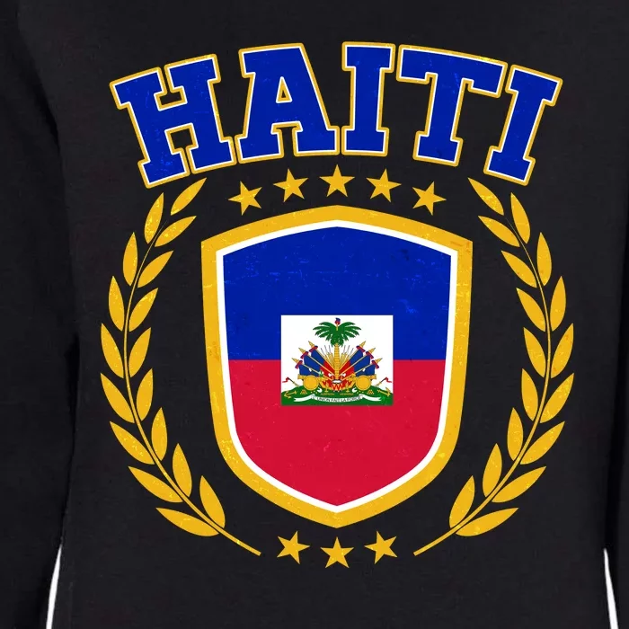 Haiti Flag Crest Shield Logo Womens California Wash Sweatshirt