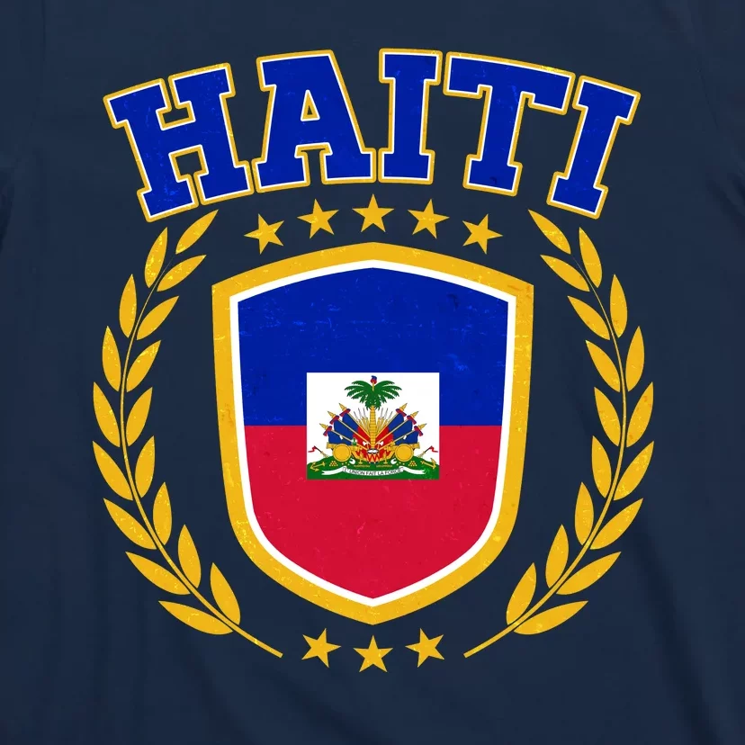 Haiti Flag Crest Shield Logo T-Shirt