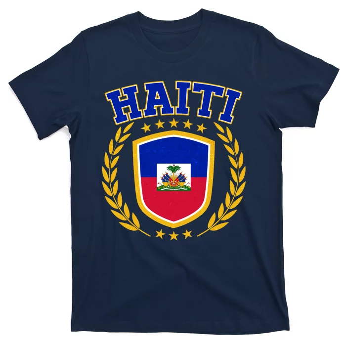 Haiti Flag Crest Shield Logo T-Shirt