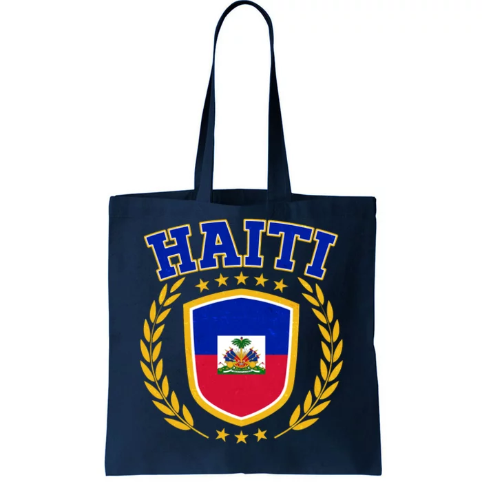 Haiti Flag Crest Shield Logo Tote Bag