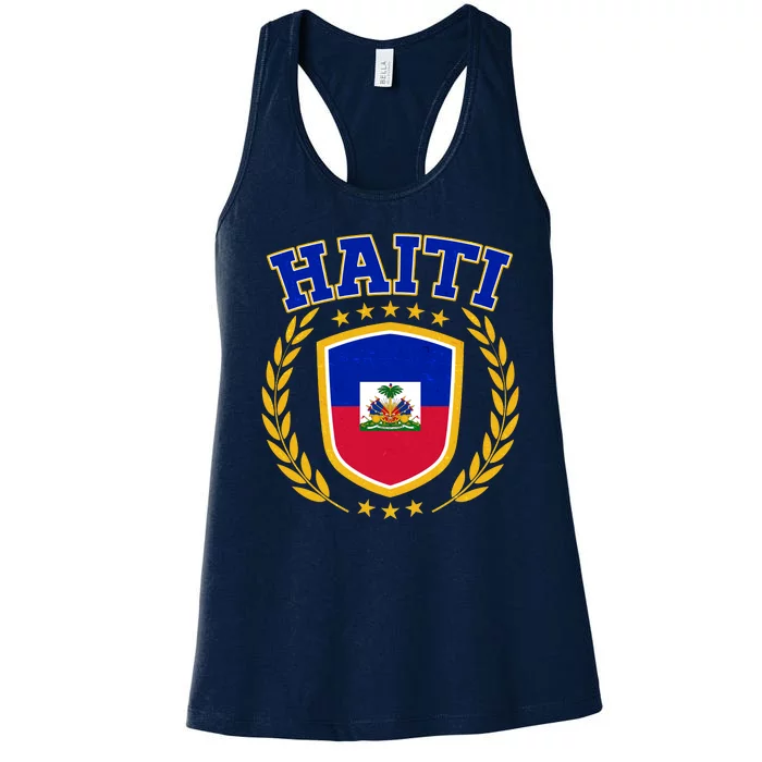 Haiti Flag Crest Shield Logo Women's Racerback Tank