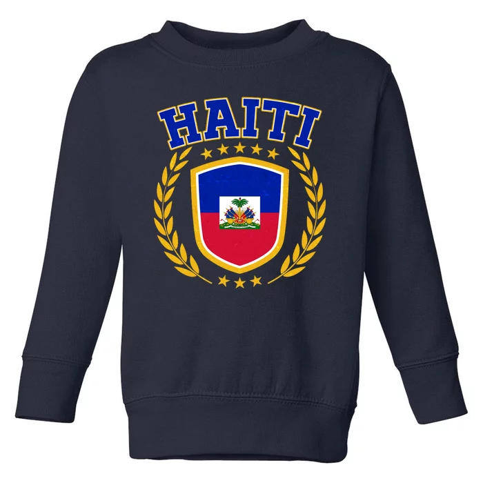 Haiti Flag Crest Shield Logo Toddler Sweatshirt