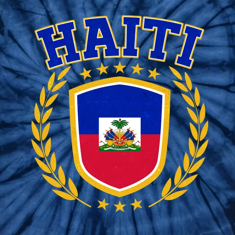 Haiti Flag Crest Shield Logo Tie-Dye T-Shirt