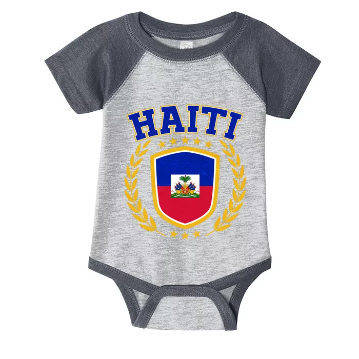 Haiti Flag Crest Shield Logo Infant Baby Jersey Bodysuit