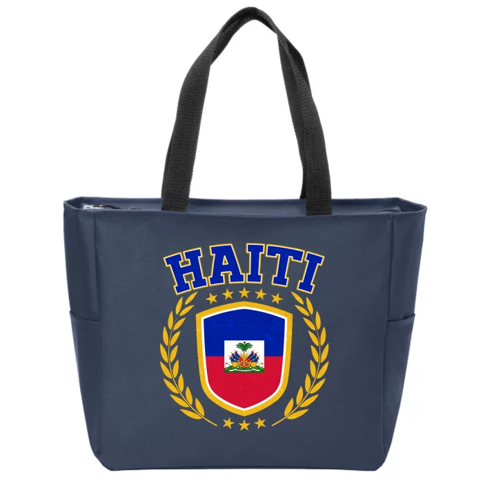 Haiti Flag Crest Shield Logo Zip Tote Bag