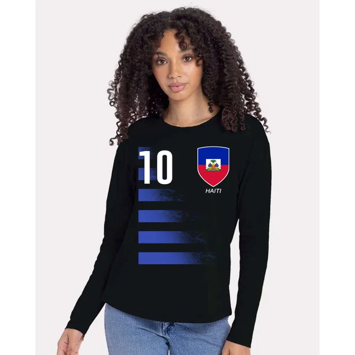 Haiti Football Soccer Futbol Jersey Womens Cotton Relaxed Long Sleeve T-Shirt